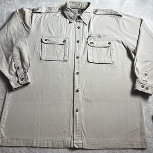 Merrill & Forbes Outfitter drill & twill Men’s Button Down Beige Shirt sz Large
